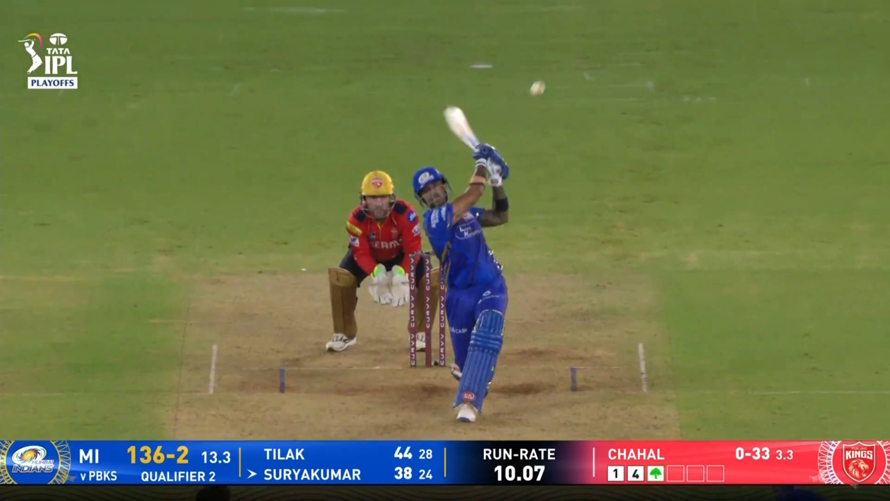 IPL 2025 Q2: PBKS vs MI - Suryakumar Yadav Six
