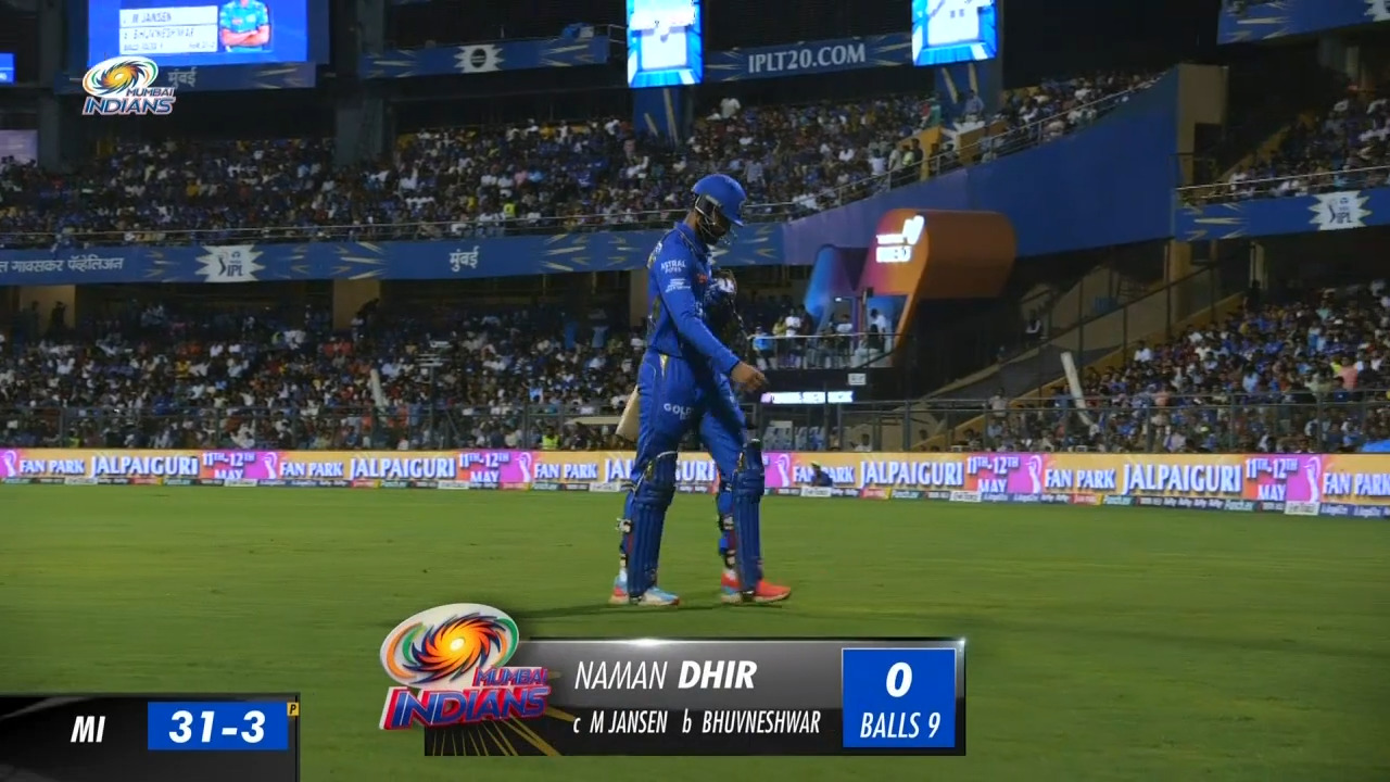 M55: MI vs SRH – Naman Dhir Wicket