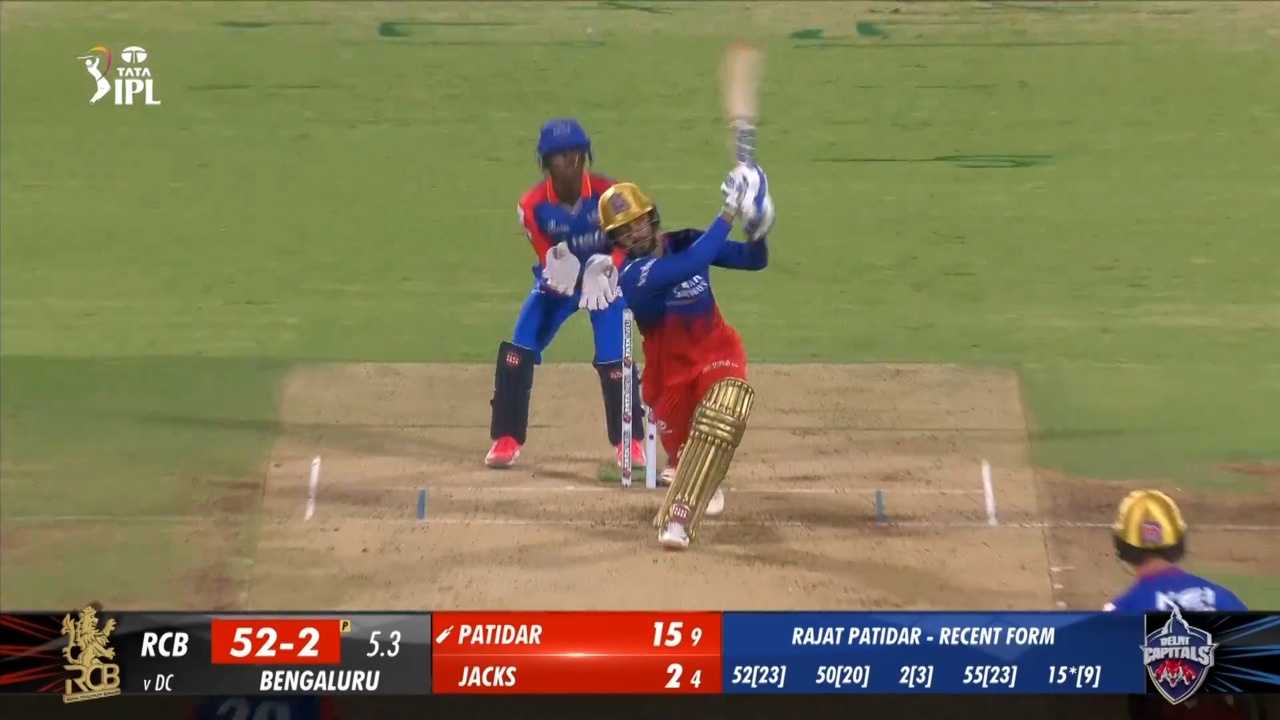M62: RCB vs DC – Rajat Patidar Six background