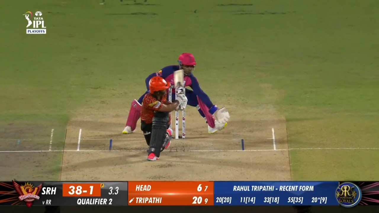 Q2: SRH vs RR – Rahul Tripathi Six
