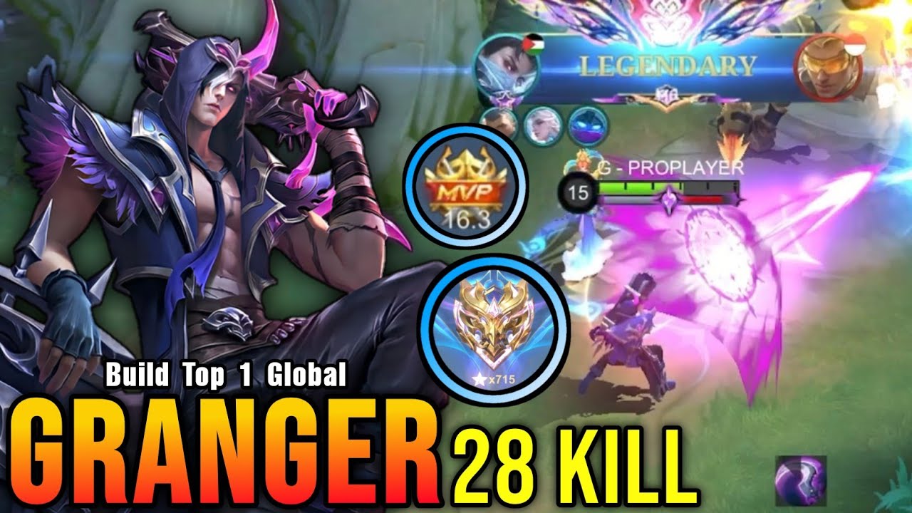 28 Kills!! Killing Machine Granger MVP 16.3 Points!! - Build Top 1 Global Granger ~ MLBB background