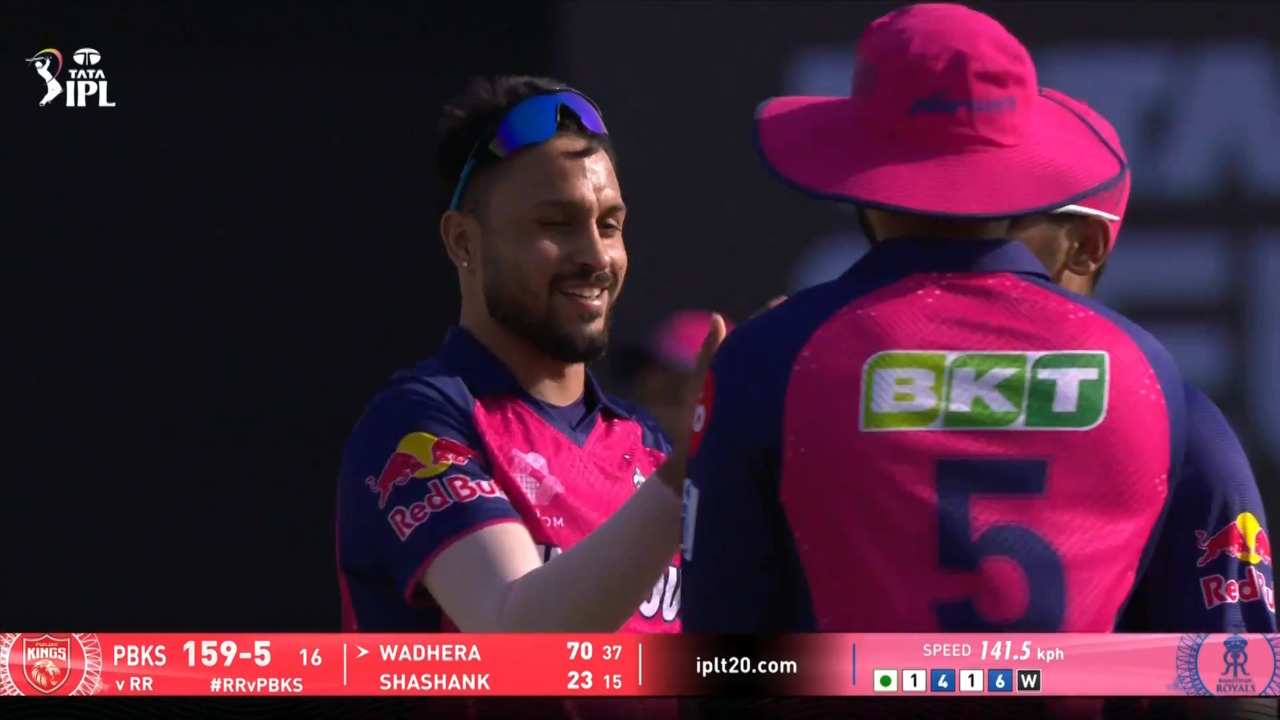 IPL 2025 M59: RR vs PBKS - Nehal Wadhera Wicket