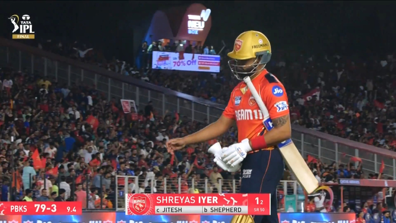 IPL 2025 Final: RCB vs PBKS - Shreyas Iyer Wicket background