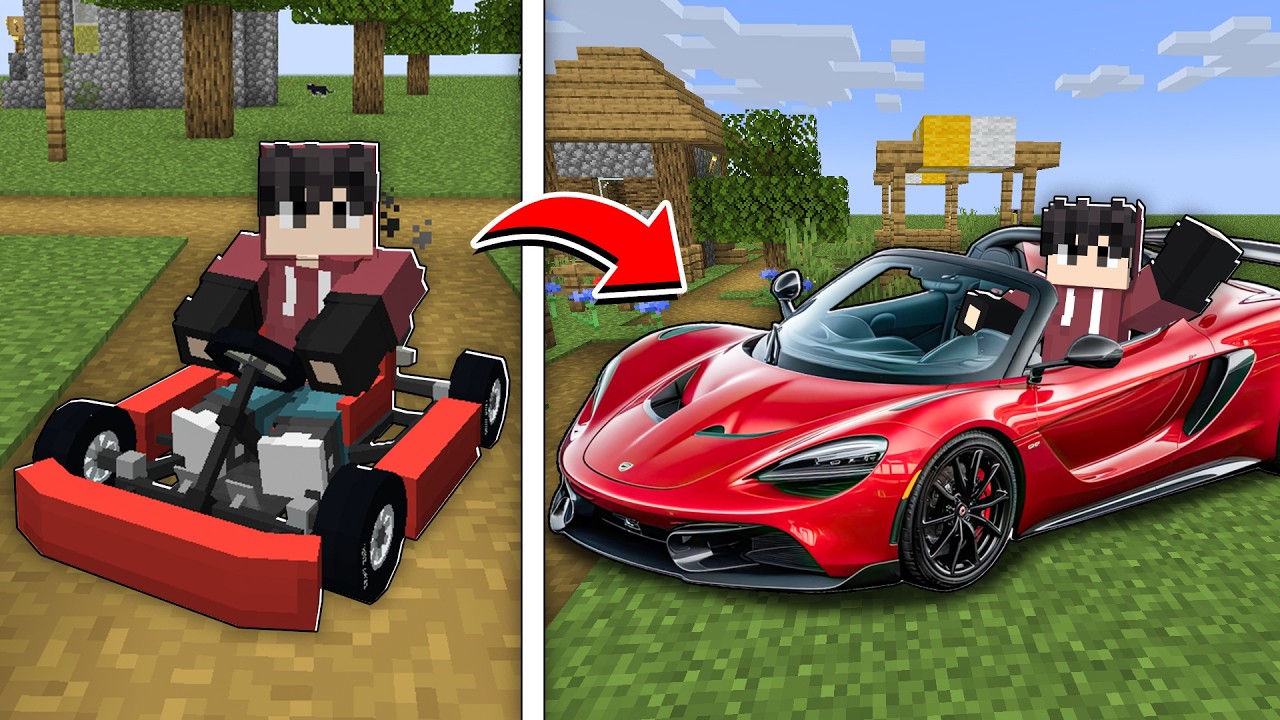 I EVOLVE My UGLY CAR Into A REALISTIC SUPER CAR In Minecraft!