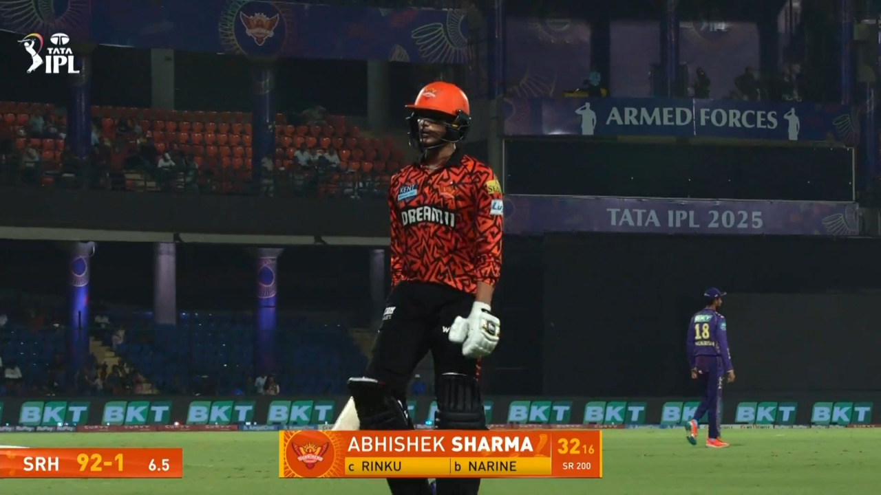 IPL 2025 M68: SRH vs KKR - Abhishek Sharma Wicket