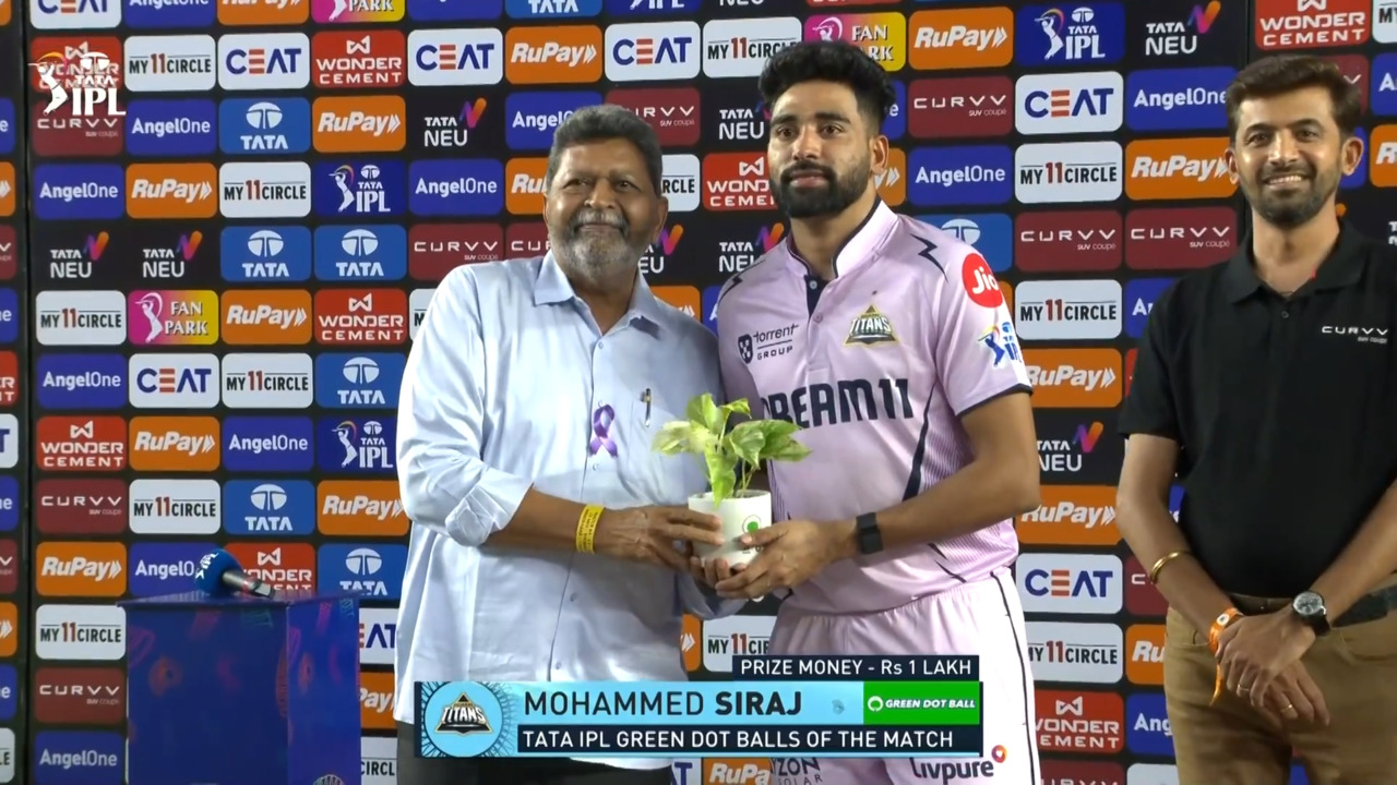 IPL 2025 M64: GT vs LSG - TATA IPL Green Dot Balls of the Match - Mohammad Siraj background
