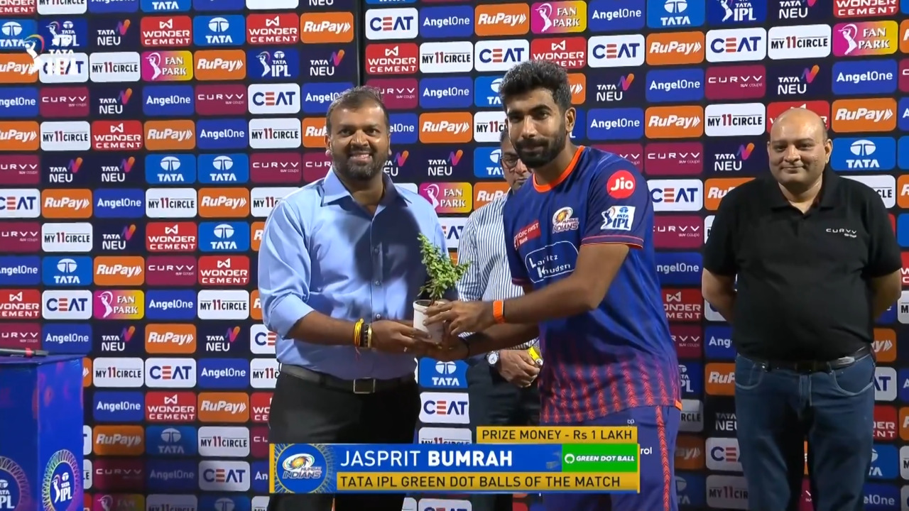 IPL 2025 M56: MI vs GT - TATA IPL Green Dot Balls of the Match - Jasprit Bumrah
