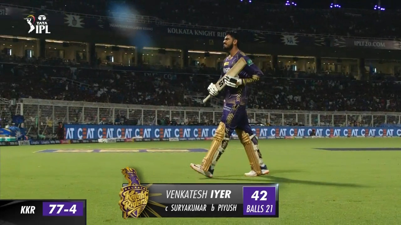 M60: KKR vs MI – Venkatesh Iyer Wicket