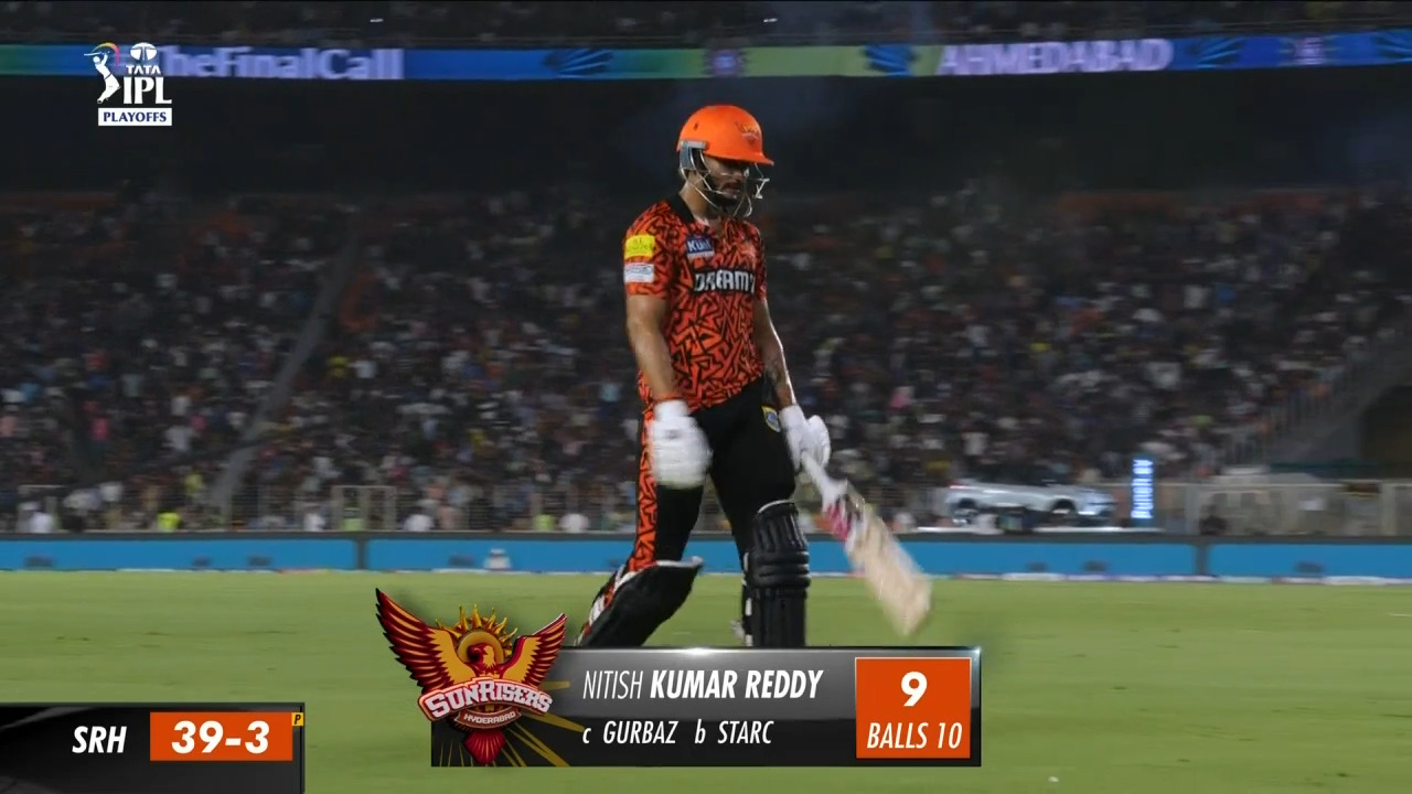 Q1: KKR vs SRH – Nitish Reddy Wicket