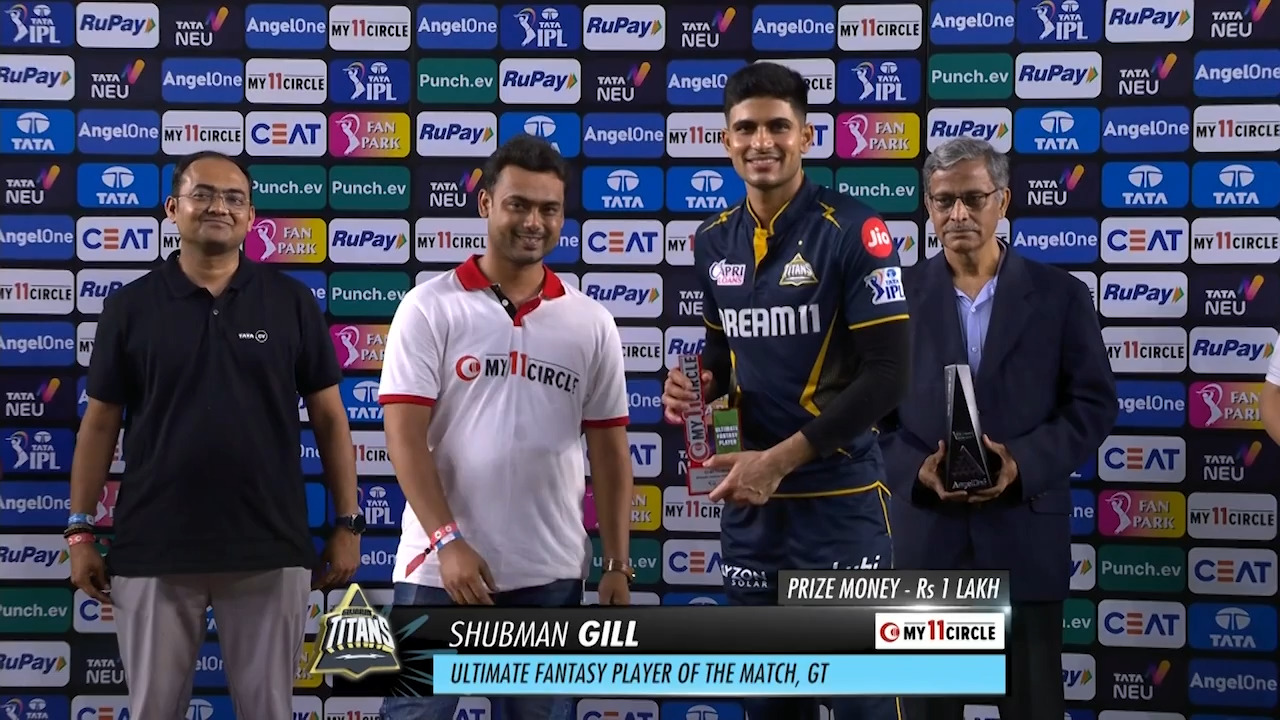 M59: GT vs CSK – My11Circle Ultimate Fantasy Player of the Match – Shubman Gill background