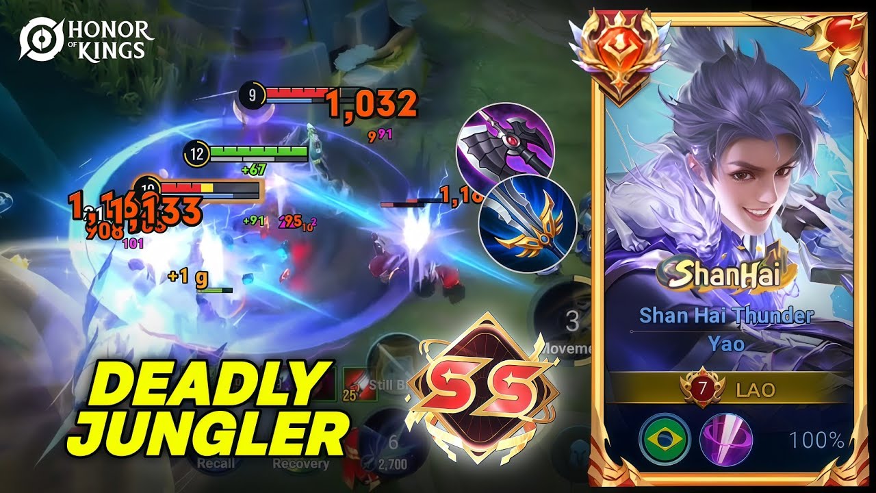 Deadly Jungler!! Yao Delete All Enemies - Best Build Yao - Honor Of Kings