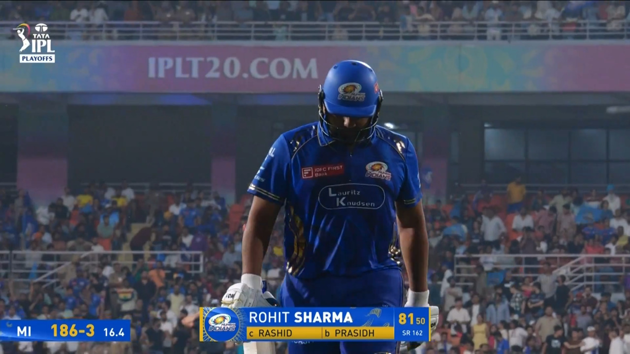 IPL 2025 Eliminator: GT vs MI - Rohit Sharma Wicket