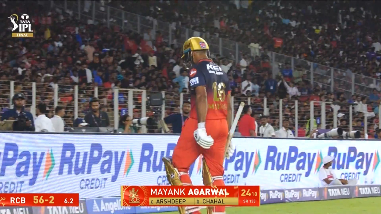 IPL 2025 Final: RCB vs PBKS - Mayank Agarwal Wicket