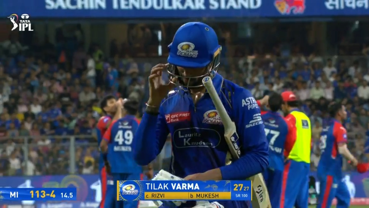 IPL 2025 M63: MI vs DC - Tilak Varma Wicket