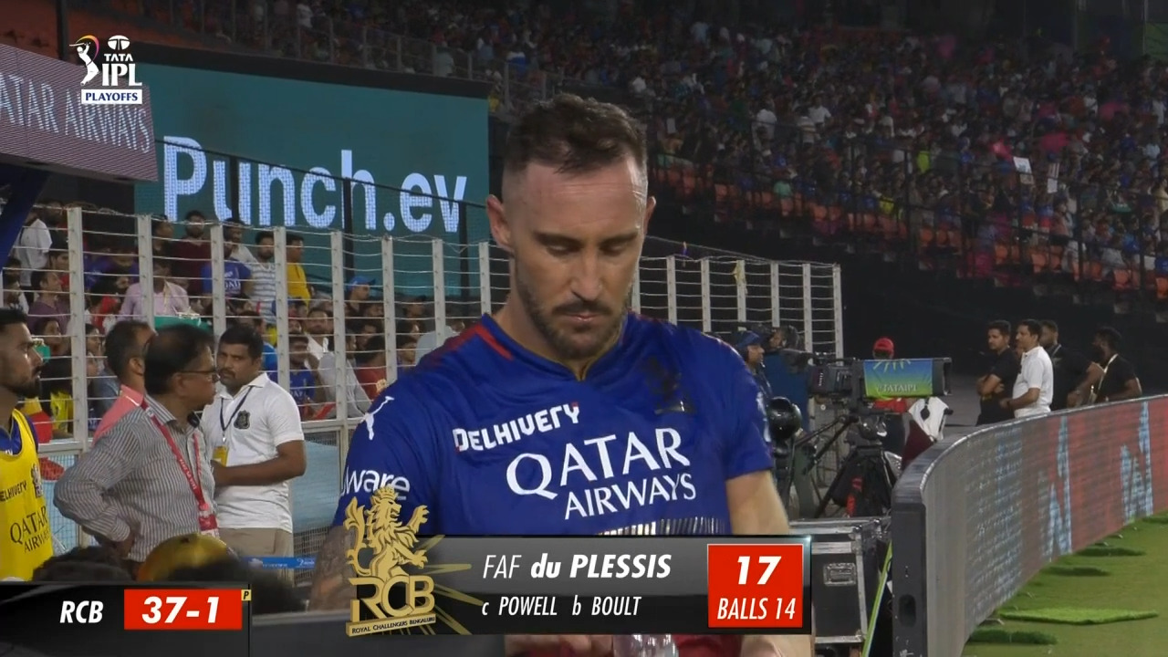 Eliminator: RR vs RCB – Faf Du Plessis Wicket