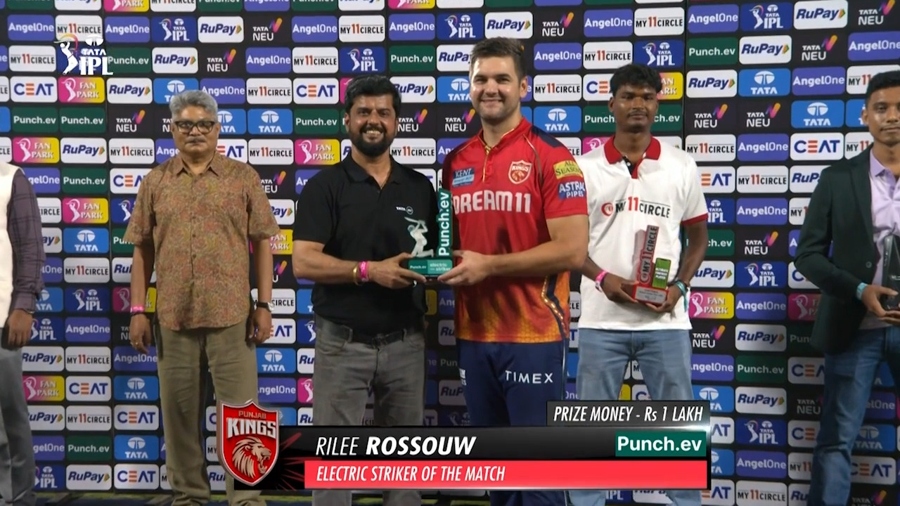 M65: RR vs PBKS – Punch.ev Electric Striker of the Match – Rilee Rossouw