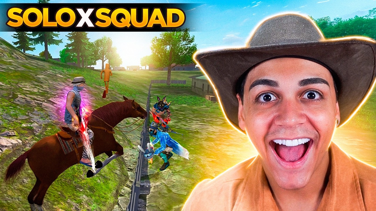 ÉPICO!! RUSHADÃO DE CAVALO SOLO VS SQUAD NO FREE FIRE!!