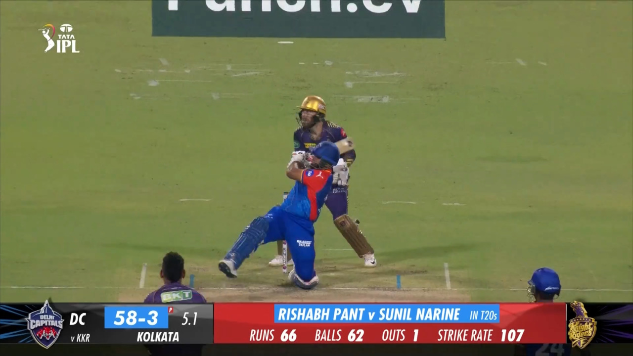 M47: KKR vs DC – Rishabh Pant Six