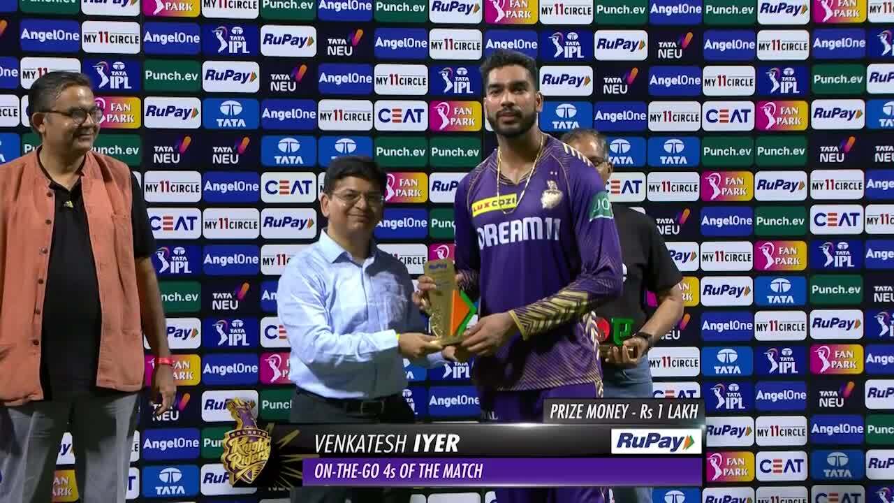 M51: MI vs KKR – RuPay On-The-Go 4s of the Match – Venkatesh Iyer background