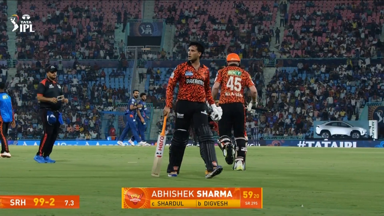 IPL 2025 M61: LSG vs SRH - Abhishek Sharma Wicket