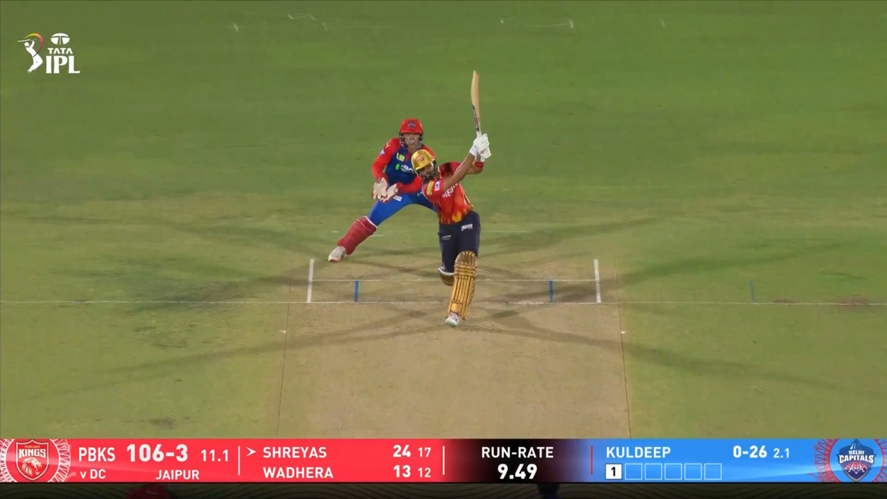 IPL 2025 M66: PBKS vs DC - Shreyas Iyer Six background