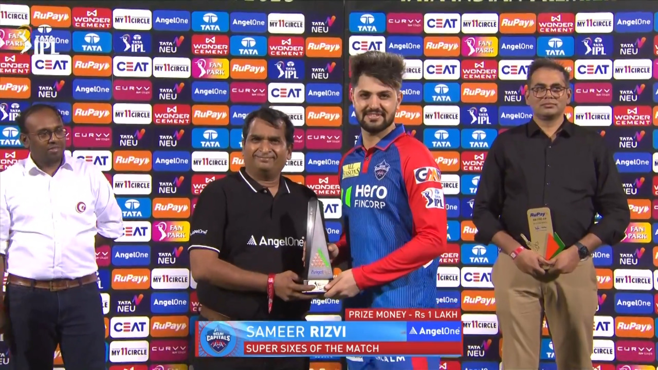 IPL 2025 M66: PBKS vs DC - Angel One Super Sixes of the Match - Sameer Rizvi background