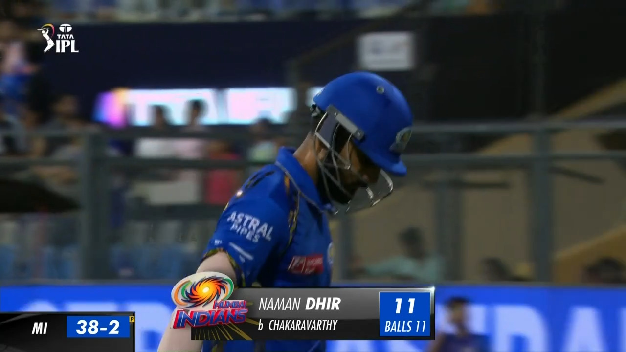 M51: MI vs KKR – Naman Dhir Wicket