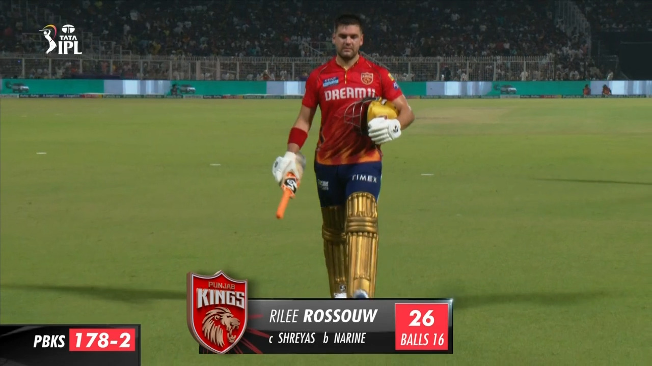 M42: KKR vs PBKS – Rilee Rossouw Wicket