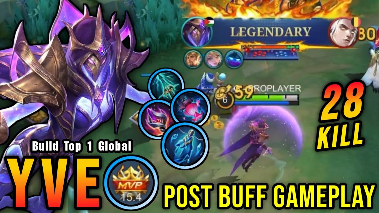 3 Minutes LEGENDARY!! 28 Kills Yve Post Buff Gameplay (NEW BUILD) - Build Top 1 Global Yve ~ MLBB background