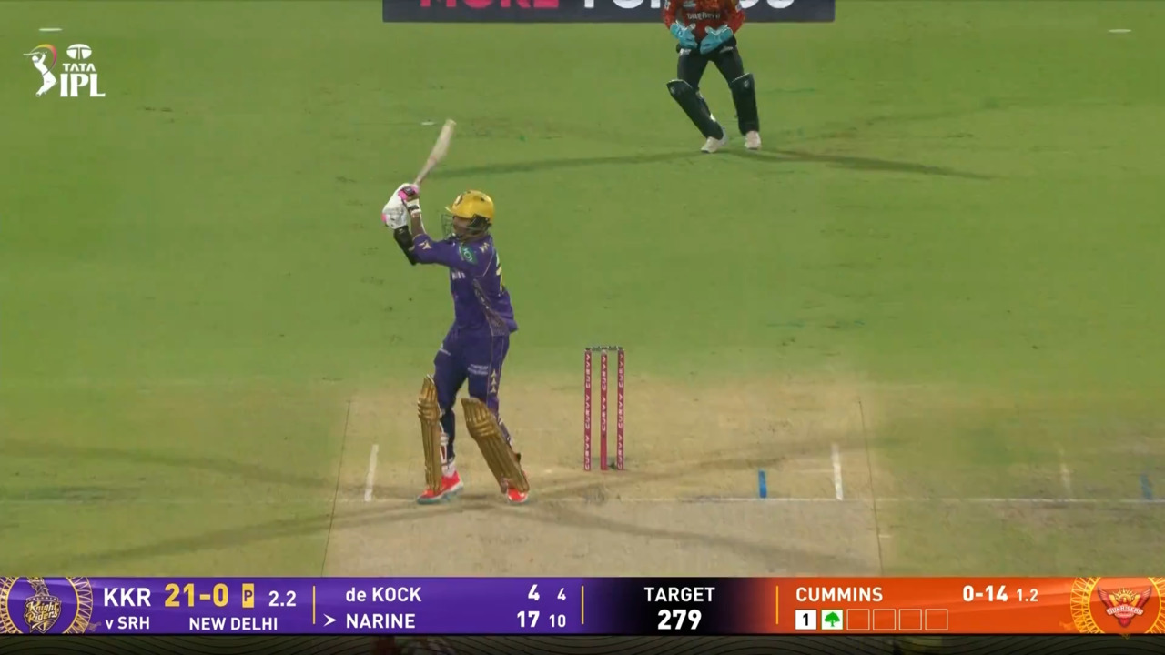 IPL 2025 M68: SRH vs KKR - Sunil Narine Six background