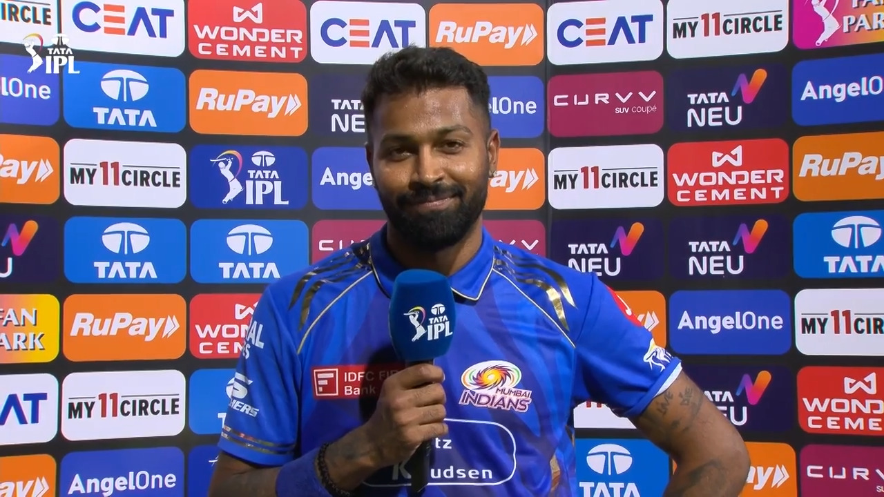 IPL 2025 M21: MI vs RCB - Hardik Pandya Interview background