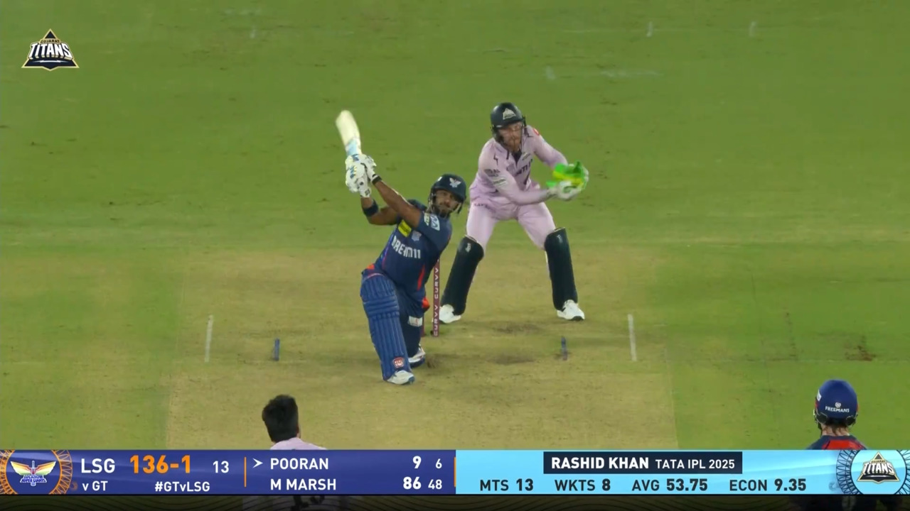 IPL 2025 M64: GT vs LSG - Nicholas Pooran Six