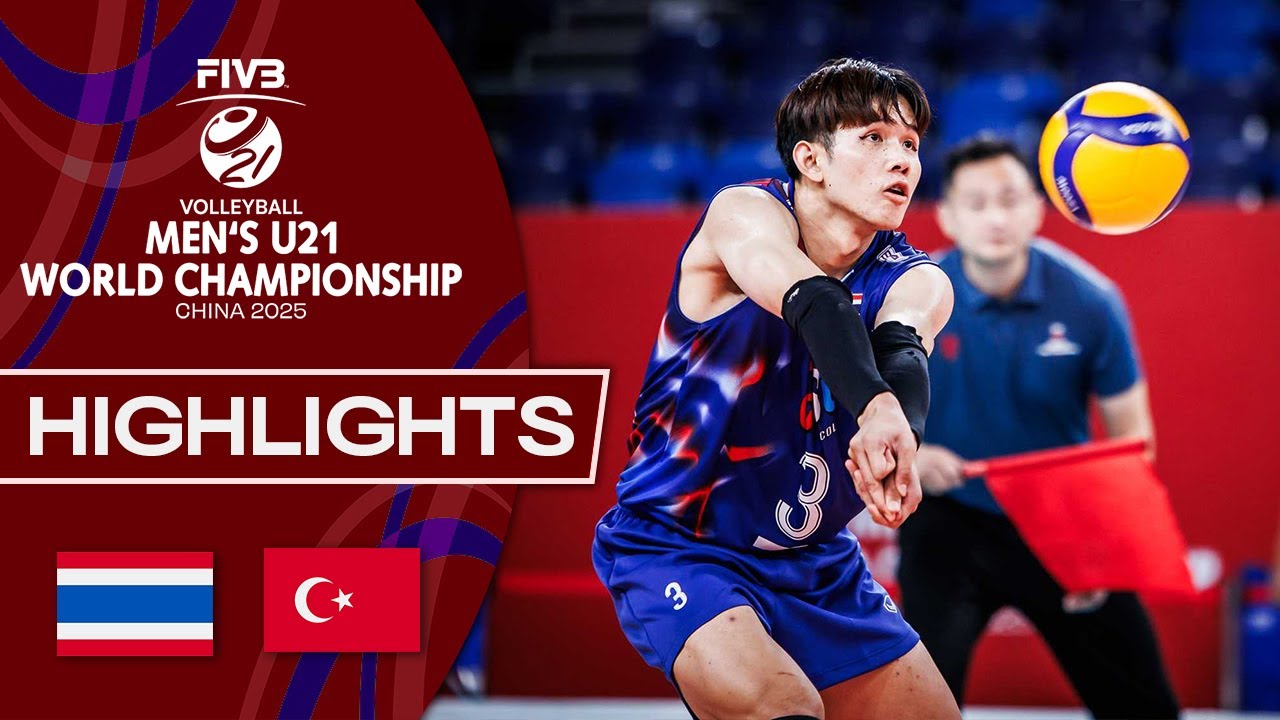 Thailand 🇹🇭 vs. Türkiye 🇹🇷 - Men's U21 World Championship | Highlights - Volleyball backdrop