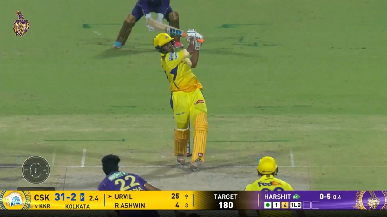IPL 2025 M57: KKR vs CSK - Urvil Patel Six