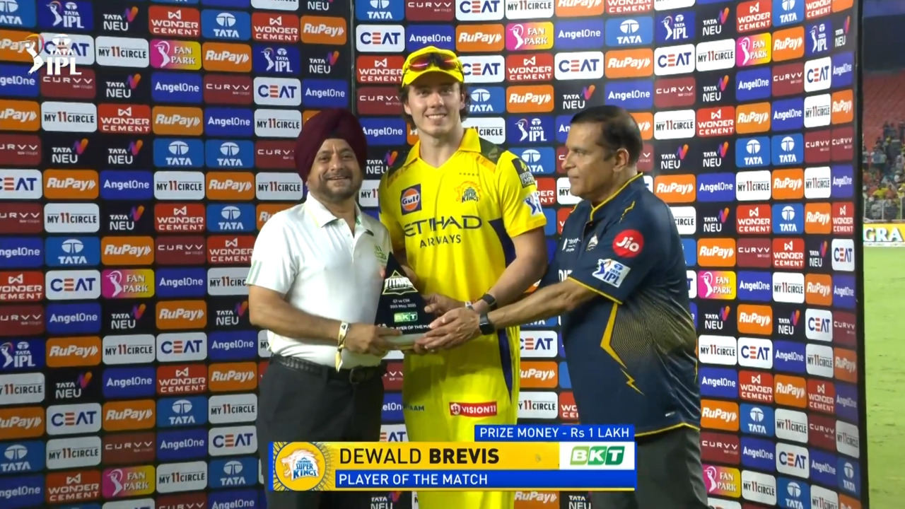 IPL 2025 M67: GT vs CSK - Player of the Match - Dewald Brevis