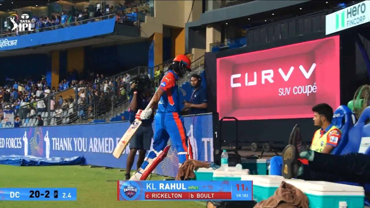 IPL 2025 M63: MI vs DC - KL Rahul Wicket