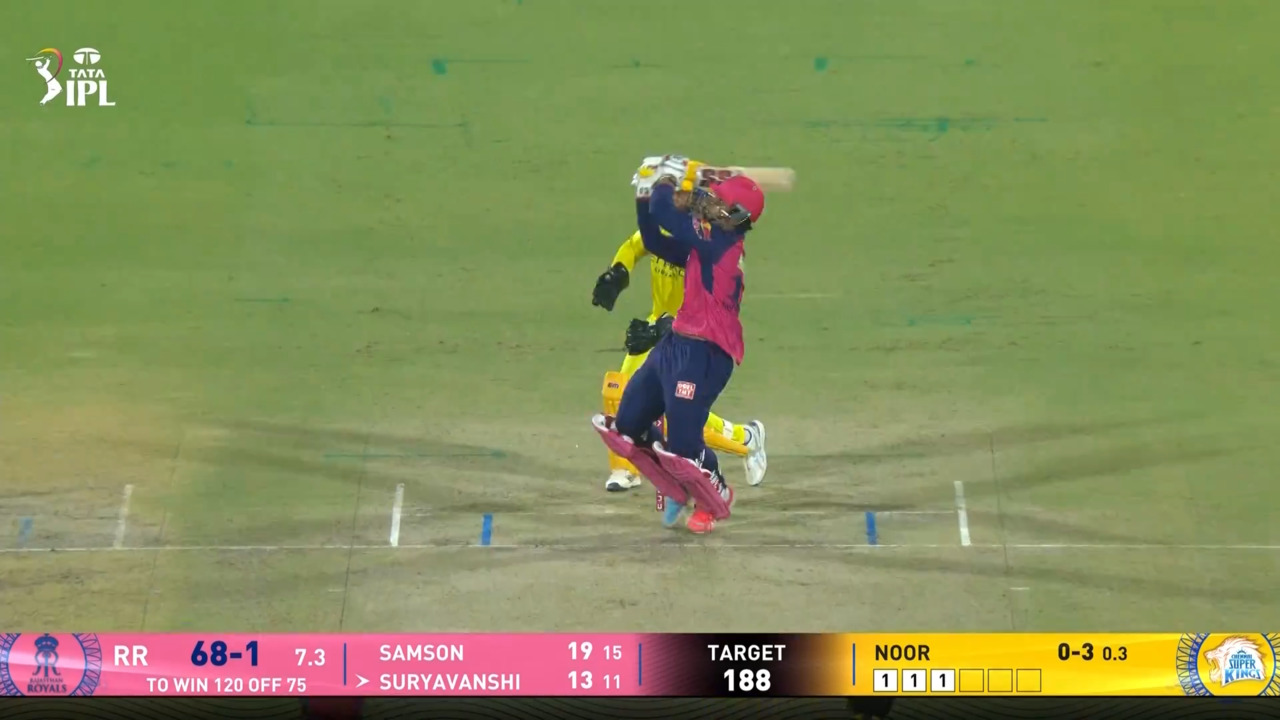IPL 2025 M62: CSK vs RR - Vaibhav Sooryavanshi Six
