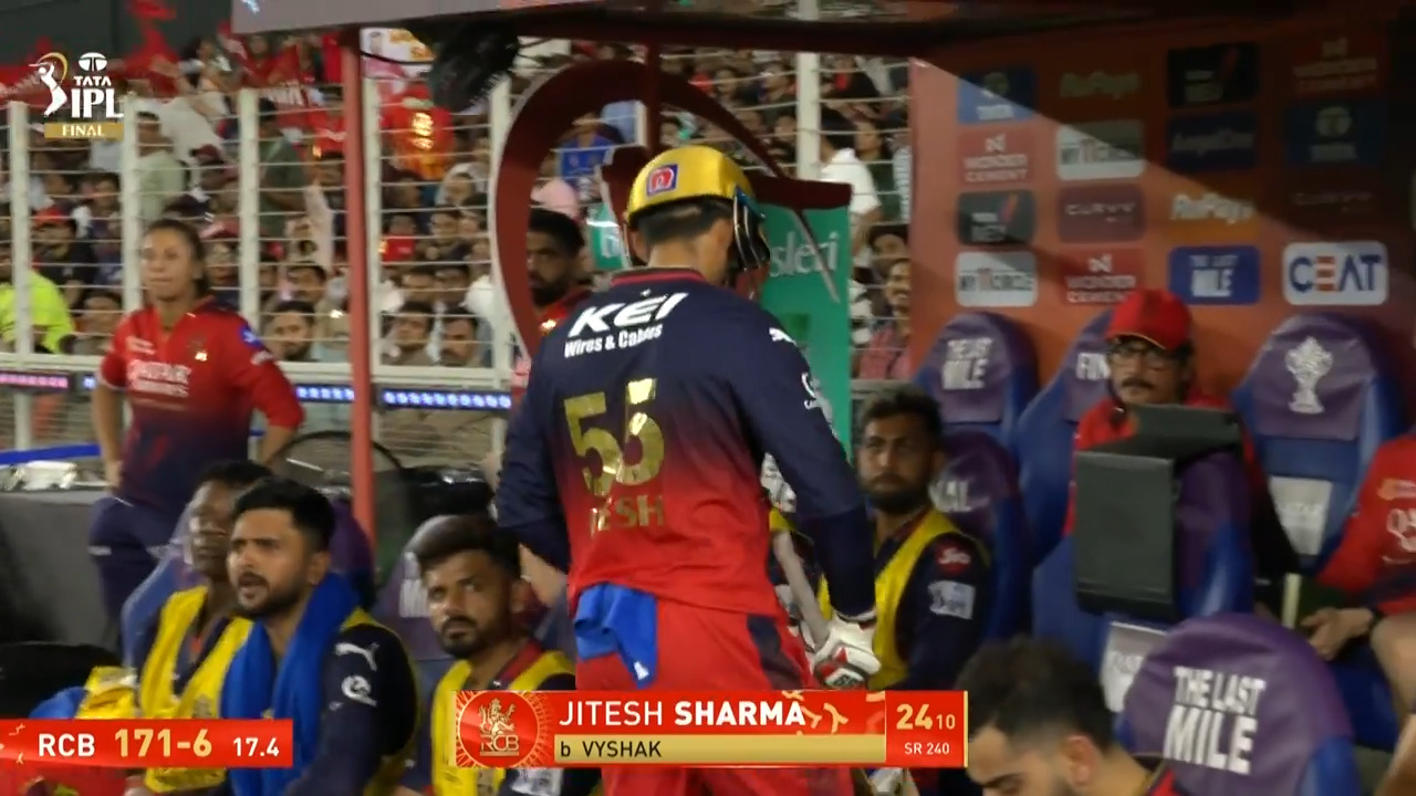 IPL 2025 Final: RCB vs PBKS - Jitesh Sharma Wicket background