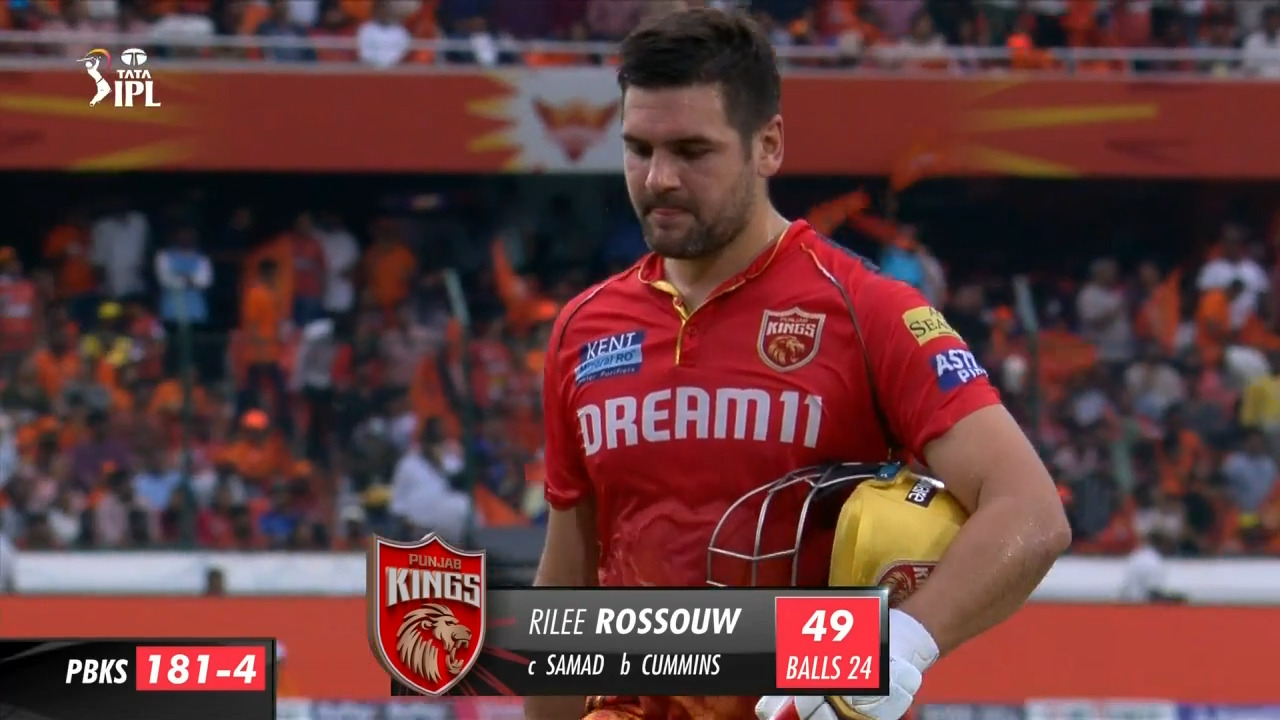 M69: SRH vs PBKS – Rilee Rossouw Wicket