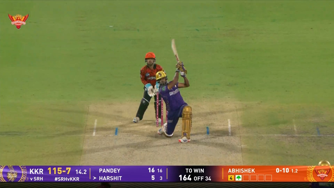 IPL 2025 M68: SRH vs KKR - Harshit Rana Six background