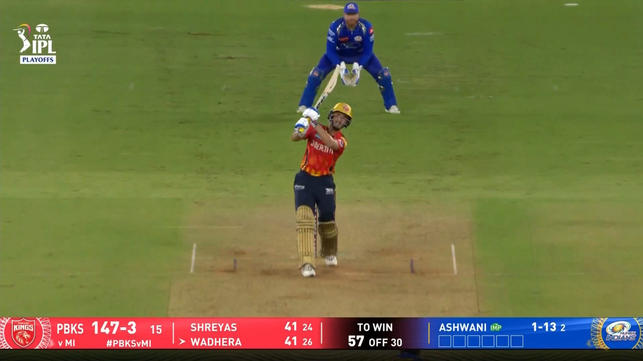 IPL 2025 Q2: PBKS vs MI - Nehal Wadhera Six