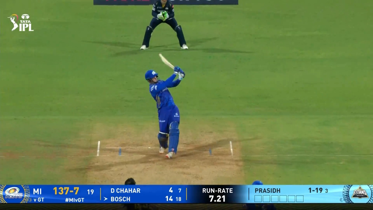 IPL 2025 M56: MI vs GT - Corbin Bosch Six background