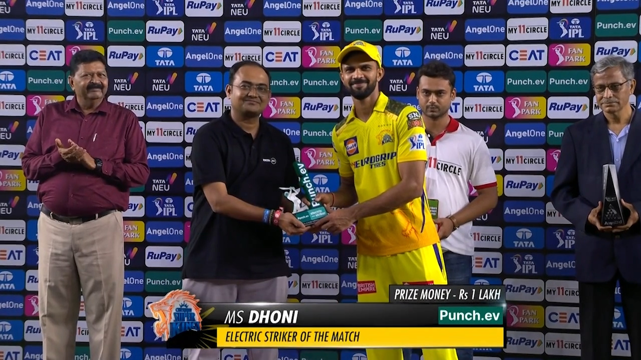 M59: GT vs CSK – Punch.ev Electric Striker of the Match – MS Dhoni