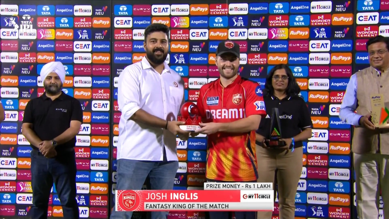 IPL 2025 M69: PBKS vs MI - My11Circle Fantasy King of The Match - Josh Inglis