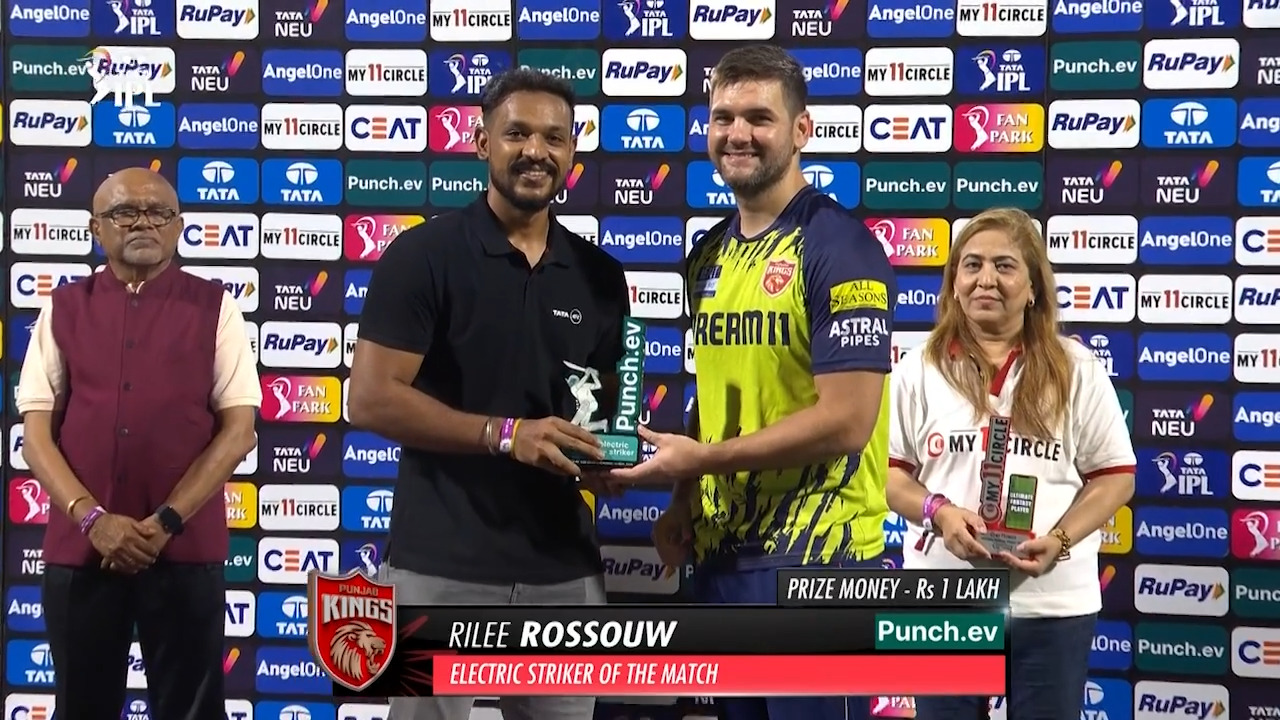 M49: CSK vs PBKS – Punch.ev Electric Striker of the Match – Rilee Rossouw background