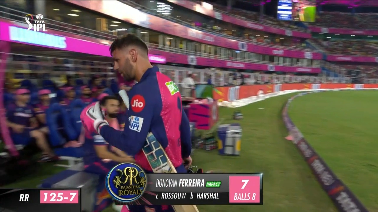 M65: RR vs PBKS – Donovan Ferreira Wicket