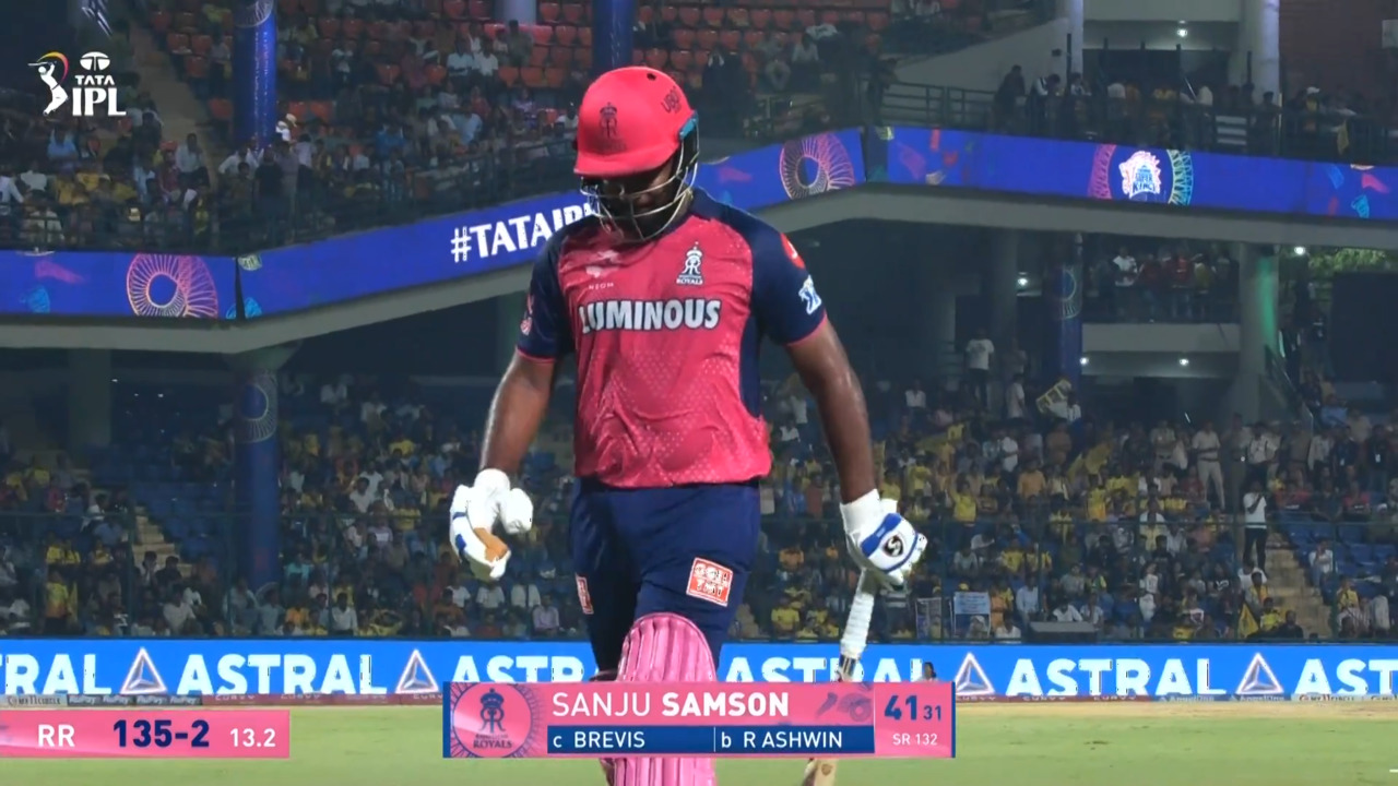 IPL 2025 M62: CSK vs RR - Sanju Samson Wicket background