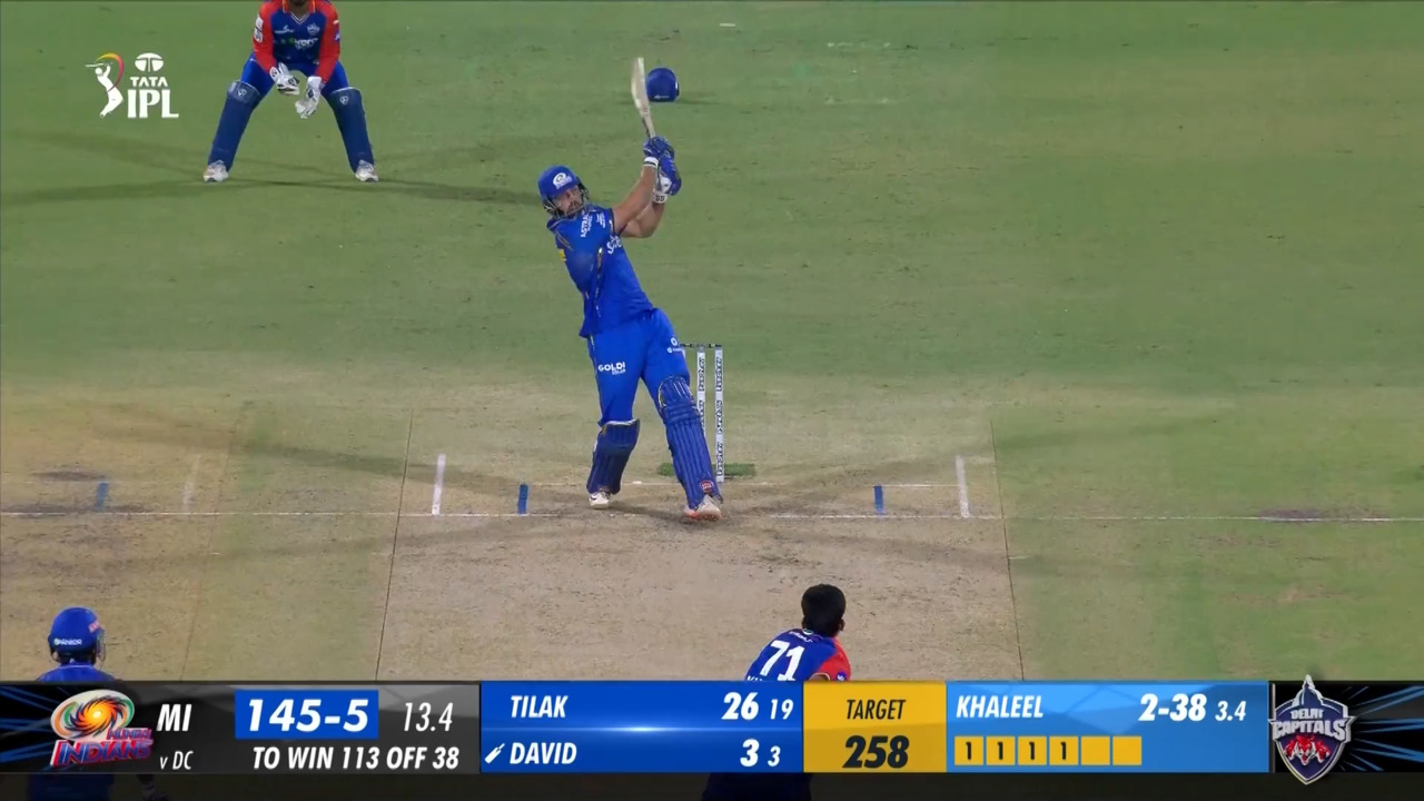 M43: DC vs MI – Tim David Six poster - similar to IPL 2026 M65: KKR vs MI - Cameron Green Wicket