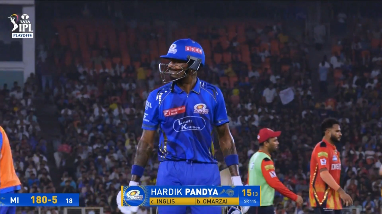 IPL 2025 Q2: PBKS vs MI - Hardik Pandya Wicket