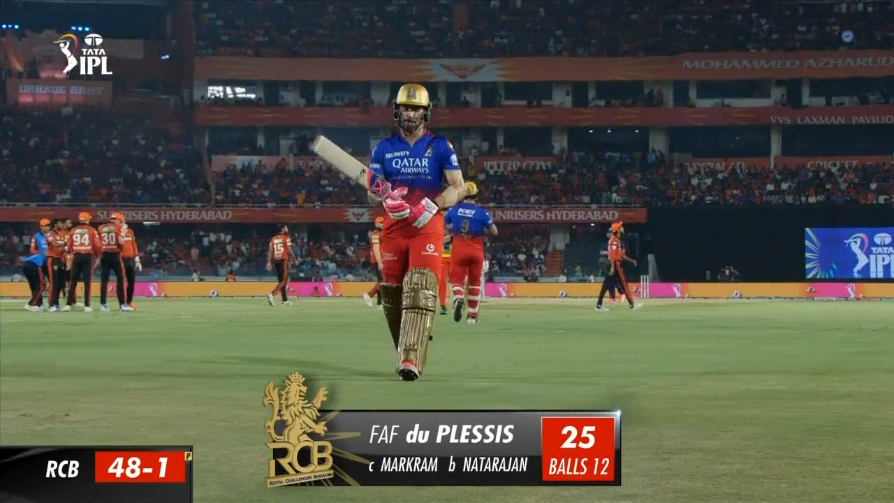 M41: SRH vs RCB – Faf Du Plessis Wicket